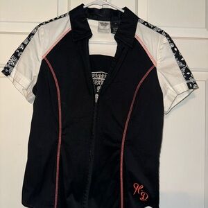 Harley-Davidson women’s  Black and White zip front Shirt
